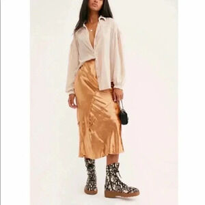 Free People Crushed Velvet Skirt Gold